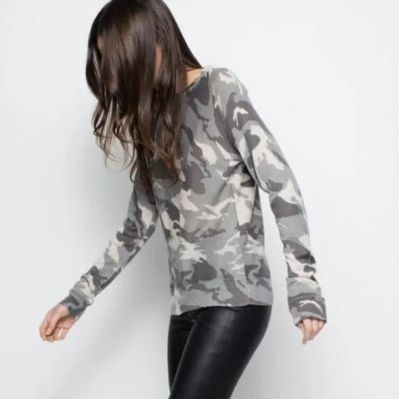 Zadig & Voltaire Crisp Camo Cashmere sweater sz M NWOT - Picture 2 of 8